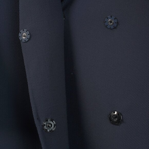 Fabiana Filippi Navy Twill Bead-Trim Double-Breasted Coat - Picture 8 of 10